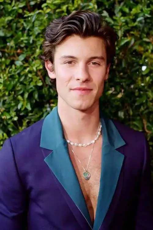 Shawn Mendes wearing pearl necklaces