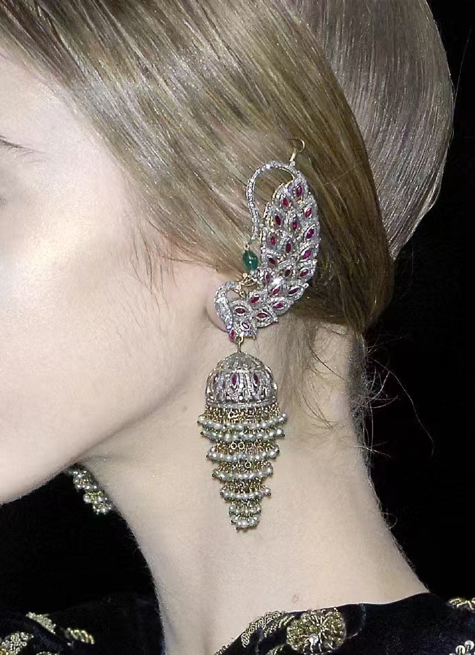 Alexander McQueen chandelier earrings with gothic and Victorian details, 2008.