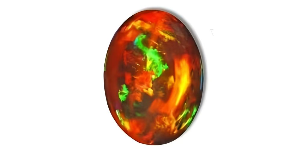 Fire Opal, displaying stunning orange and red colours.